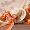 Fall Burlap Ribbon Wired 2 1/2" x 10 Yards 2 Rolls, Maple Leave Striped Ribbon for Autumn Wreath Thanksgiving Farm Gift Wrapping Home Decor